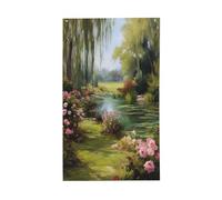 Bandiere rosa con rose e salici per la casa, 9 x 1,5 m, striscione di auguri stagionale con occhielli per interni ed esterni, decorazioni per la casa per feste