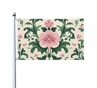 Bandiere rosa e verdi con motivi floreali per casa da cortile, 0,9 x 1,5 m, striscione di auguri con occhielli per interni ed esterni, decorazioni per la casa