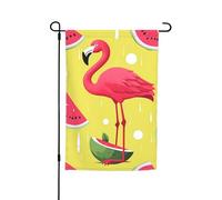 Bandiere rosa fenicottero e anguria per esterni, 30,5 x 45,7 cm, stampa su entrambi i lati, bandiere da giardino per esterni, bandiera per vacanze con occhielli, bandiera per casa da cortile, per