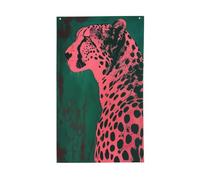 Bandiere rosa scuro leopardo su cortile verde, striscione di auguri stagionale con occhielli per interni ed esterni, decorazioni per la casa per feste