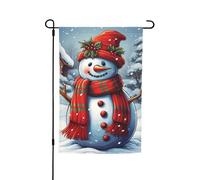 Bandiere rosse con pupazzo di neve per esterni, 30,5 x 45,7 cm, stampa su entrambi i lati, bandiera da giardino per esterni, bandiera per vacanze, con occhielli, bandiera per casa, cortile, per