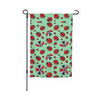 Bandiere rosse da giardino con coccinelle su sfondo blu, stampa su entrambi i lati, 30,5 x 45,7 cm, decorazione stagionale per la casa e per tutte le stagioni