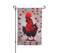Bandiere rosse dell'iarda parteggiate del doppio della bandiera del giardino della stampa del pollo per le