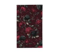 Bandiere rosse e nere con foglie e viti per la casa del cortile, striscione di auguri con occhielli per interni ed esterni, decorazioni per la casa