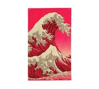 Bandiere rosse per la casa da cortile con grande onda, 9,1 x 1,5 m, striscione di auguri con occhielli per interni ed esterni, decorazioni per la casa