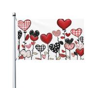 Bandiere rosse rosa e nere con cuori per la casa, 9 x 1,5 m, striscione di auguri con occhielli per interni ed esterni, decorazioni per la casa