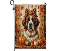 Bandiere rustiche autunnali da giardino per cani di San Bernardo, 30,5 x 45,7 cm, per esterni, fattoria autunnale, bandiere verticali standard in lino, stampa alla moda, decorazione per esterni