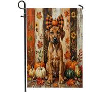 Bandiere rustiche autunnali Rhodesian Ridgeback da giardino per cani, 30,5 x 45,7 cm, per esterni, fattoria autunnale, bandiere verticali standard in legno, stampa alla moda, decorazione per esterni
