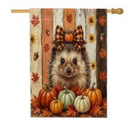 Bandiere rustiche per la casa di riccio autunnale, 71 x 101 cm, per esterni, bandiere verticali in legno standard per la fattoria autunnale, decorazione per esterni