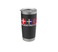 Bandiere scandinave invecchiate per uomo, donna, bambini, Scandinavia Bicchiere termico in acciaio inox doppia parete