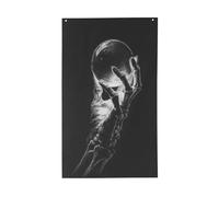 Bandiere scheletriche a mano schiacciando una sfera di vetro per la casa, 9 x 1,5 m, striscione di auguri con occhielli per interni ed esterni, decorazioni per la casa