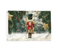 Bandiere Schiaccianoci per esterni, albero di Natale natalizio con stelle dorate, bandiere decorative rosse, resistenti allo sbiadimento, decorazione per esterni, portico, balcone, terrazza, patio