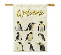Bandiere semplici per la casa dei pinguini, 71 x 101 cm, double face, per esterni, stile retrò, stile cartone animato, bandiera verticale standard per la casa, bandiera per la casa, strana e