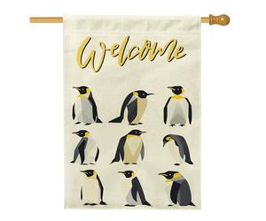 Bandiere semplici per la casa dei pinguini, 71 x 101 cm, double face, per esterni, stile retrò, stile cartone animato, bandiera verticale standard per la casa, bandiera per la casa, strana e