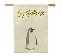 Bandiere semplici per la casa dei pinguini, 71 x 101 cm per esterni, bandiere verticali standard per la casa in lino con animali in stile retrò stile cartone animato, strano divertente per bambini