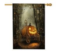 Bandiere spettrali per la casa di Halloween, 71 x 101 cm, double face, per esterni, zucche spaventose con carrozza, bandiere per la casa, bandiere per il cortile della foresta, decorazioni per esterni