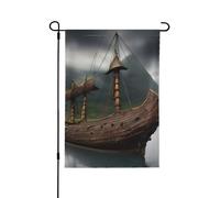 Bandiere stagionali da giardino con barca Vikings per esterni, resistenti bandiere da giardino su entrambi i lati, decorazione per le vacanze