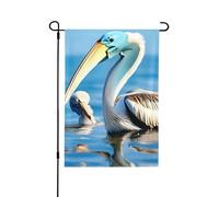Bandiere stagionali del giardino del cielo del mare blu dell'uccello del pellicano per l'esterno, doppie bandiere parteggiate dell'iarda della decorazione di festa durevole