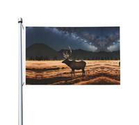 Bandiere stampate con alce nel prato, 9 x 1,5 m, a prova di scolorimento, per interni/esterni, con occhielli in metallo, per la decorazione della casa e delle vacanze