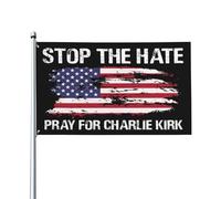 Bandiere Stop The Hate Pray For Charlie Kirk Bandiere da esterno Colori vivaci Motivo trasparente Cuciture rinforzate Poliestere resistente