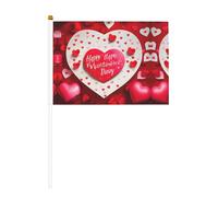 Bandiere sventolanti a doppia faccia con scritta "Happy Valentine's Day" e mini bastone, adatte per decorazioni per feste e attività di squadra