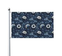 Bandiere tradizionali blu scuro con fiori e foglie, 0,9 x 1,5 m, striscione di auguri stagionale con occhielli per interni ed esterni, decorazioni per la casa per feste