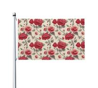 Bandiere tradizionali con fiori rossi e foglie per la casa, 9 x 1,5 m, striscione di auguri con occhielli per interni ed esterni, decorazioni per la casa