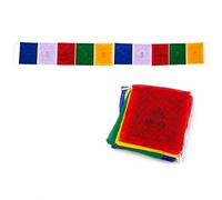 Bandiere tradizionali tibetane di preghiera, 10 bandiere per corda, in cotone multicolore con mantra sacri, bandiere di preghiera buddista, 100% cotone (22 x 220 cm)