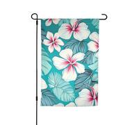 Bandiere tropicali con fiori di ibisco per esterni, 30,5 x 45,7 cm, stampa su entrambi i lati, bandiera da giardino per esterni, bandiera per vacanze con occhielli, bandiera per casa da cortile, per