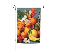 Bandiere tropicali con frutta e fiori per esterni, 30,5 x 45,7 cm, stampa su entrambi i lati, bandiera da giardino per esterni, bandiera per vacanze con occhielli, bandiera per casa, cortile, per