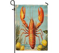 Bandiere tropicali da giardino di gamberi costieri 30,5 x 45,7 cm, double face per esterni, bandiere hawaiane con aragosta e limone, standard per prato, decorazione per esterni