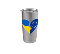 Bandiere Ucraina e UE - Cuore spezzato angosciato Unione europea Bicchiere termico in acciaio inox doppia parete
