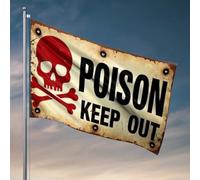 Bandiere universitarie per ragazzi avvertenza veleno: bandiera Keep Out decorazione da parete per dormitorio per ragazzi universitari bandiere per dormitori (30 x 45 cm)
