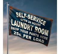 Bandiere universitarie per ragazzi Self-Service lavanderia: 24 ore, 25C per carico bandiera dormitorio decorazione da parete per ragazzi universitari bandiere per dormitori (30 x 45 cm)