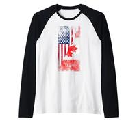 Bandiere USA & Canada - Stati Uniti d'America, Canadian Maglia con Maniche Raglan
