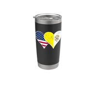 Bandiere USA e Città del Vaticano Cuori vintage americani e vaticani Bicchiere termico in acciaio inox doppia parete