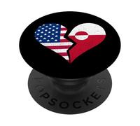 Bandiere USA & Groenlandia - Cuore spezzato PopSockets PopGrip Adesivo