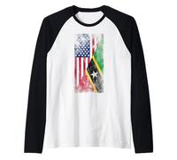 Bandiere USA & St Kitts e Nevis - American Kittian Maglia con Maniche Raglan