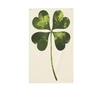 Bandiere verdi alla moda con quadrifoglio, 0,9 x 1,5 m, striscione di auguri con occhielli per interni ed esterni, decorazioni per la casa