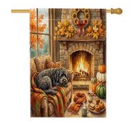 Bandiere verticali autunnali per cani d'acqua portoghese, 28 x 40 cm, double-face, per esterni, per camino, falò, casa, decorazione per esterni