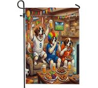 Bandiere verticali da giardino 2026 di San Bernardo con cane di San Bernardo, 30 x 45 cm, double face, per esterni, per feste di cuccioli, piccoli tifosi di calcio, decorazione per esterni per sport e