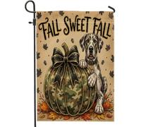 Bandiere verticali da giardino a tema soldato Autunno Cane Alano Cortile Cortile Verticale Giardino Bandiere 12x18 Double Face per Esterno, Autunno Zucca Foglia d'Acero Piccole Bandiere Prato Bandiere