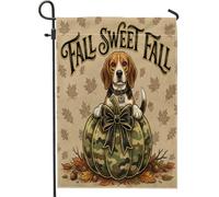 Bandiere verticali da giardino a tema soldato con cane Beagle autunnale da cortile cortile 30,5 x 45,7 cm su entrambi i lati per esterni, bandiere autunnali con foglia d'acero e zucca piccola per