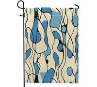 Bandiere verticali da giardino blu navy linea moderna cortile cortile cortile verticale 30,5 x 45,7 cm double face per esterno, bandiera geometrica astratta per la casa, bandiera retrò Funky Groovy