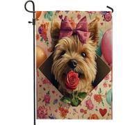 Bandiere verticali da giardino con cane Cairn Terrier per San Valentino, 30,5 x 45,7 cm, double face, per esterni, lettere d'amore, cuccioli, piccole bandiere per prato, decorazione per la casa e gli