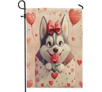 Bandiere verticali da giardino con cane husky di San Valentino, 30 x 45 cm, double face, per esterni, lettere d'amore, cuccioli, piccole bandiere per prato, decorazione per la casa e gli amanti