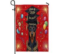 Bandiere verticali da giardino con cani doberman, congratulazioni per lauree, cortili, 30,5 x 45,7 cm, double face, per esterni, piccole bandiere per prato di laurea, decorazioni per la casa e per