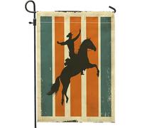 Bandiere verticali da giardino con cavallo cowboy occidentale cortile cortile 30 x 45 cm double face per esterni, bandiera estetica retrò con stampa della casa sud-occidentale, bandiera 70S West Home
