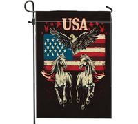 Bandiere verticali da giardino con cavallo Eagles 4 luglio, 30,5 x 45,7 cm, double face, per esterni, per il giorno dell'indipendenza americana, bandiera vintage per la casa e per esterni