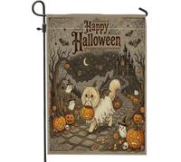 Bandiere verticali da giardino con gatto persiano di Halloween, 30,5 x 45,7 cm, double face, per esterni, casa infestata gotica, fantasma, piccole bandiere per prato, decorazione spaventosa per la